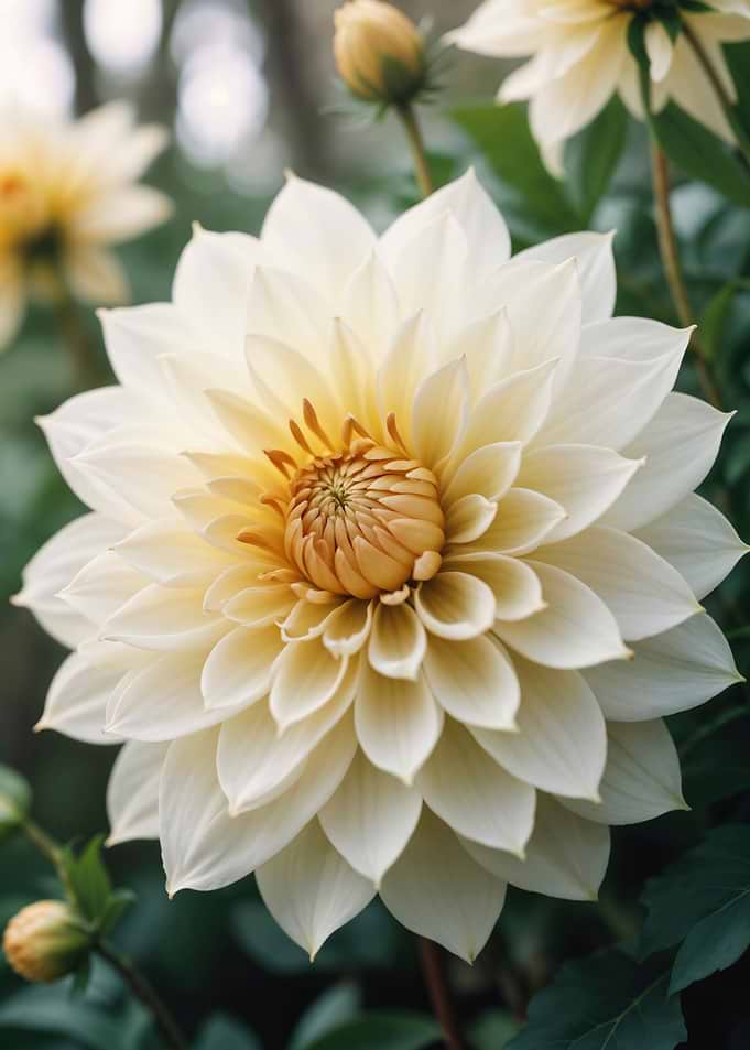 Elegant Cream Dahlia Flower Bloom