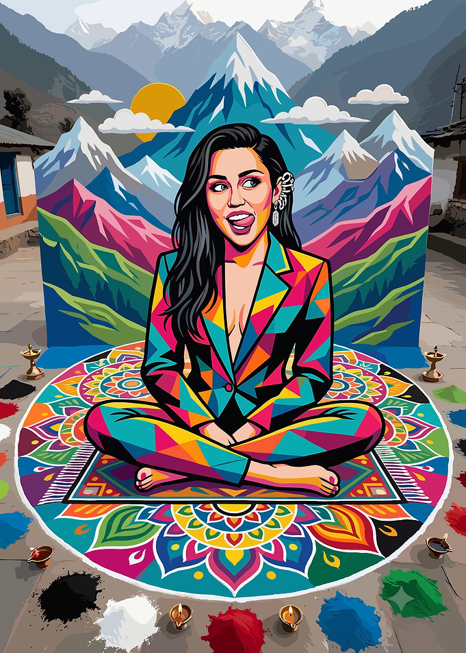 Miley Cyrus Pop Art Mandala Portrait