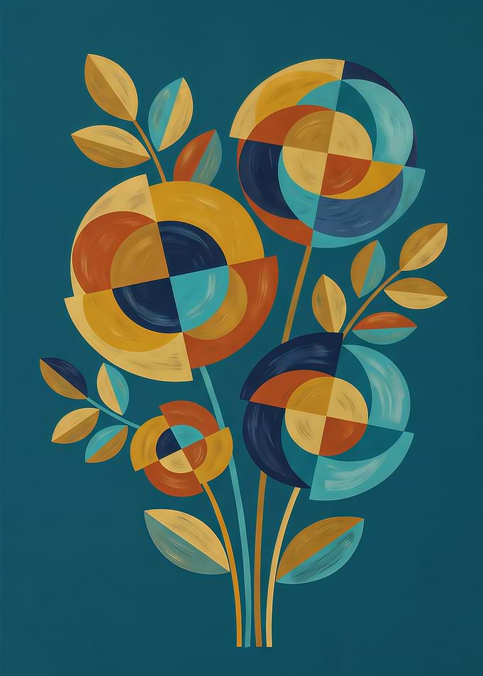 Geometric Abstract Floral Bouquet Art