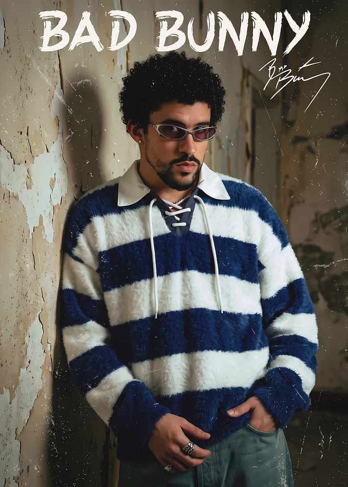 Bad Bunny Portrait Poster
