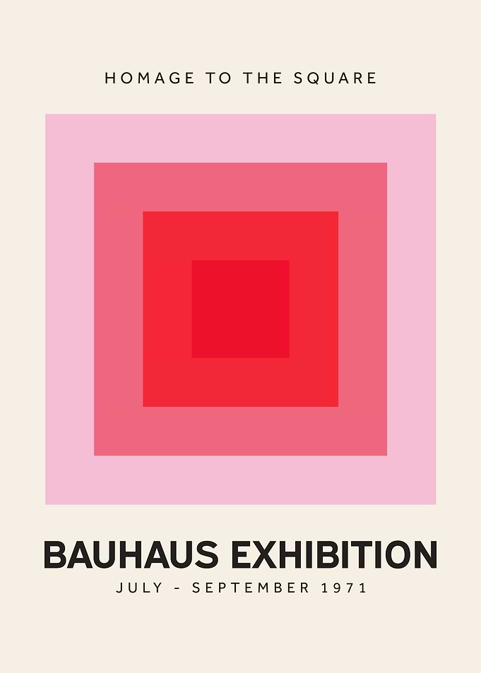 Bauhaus Homage to the Square Poster (Red Pink)
