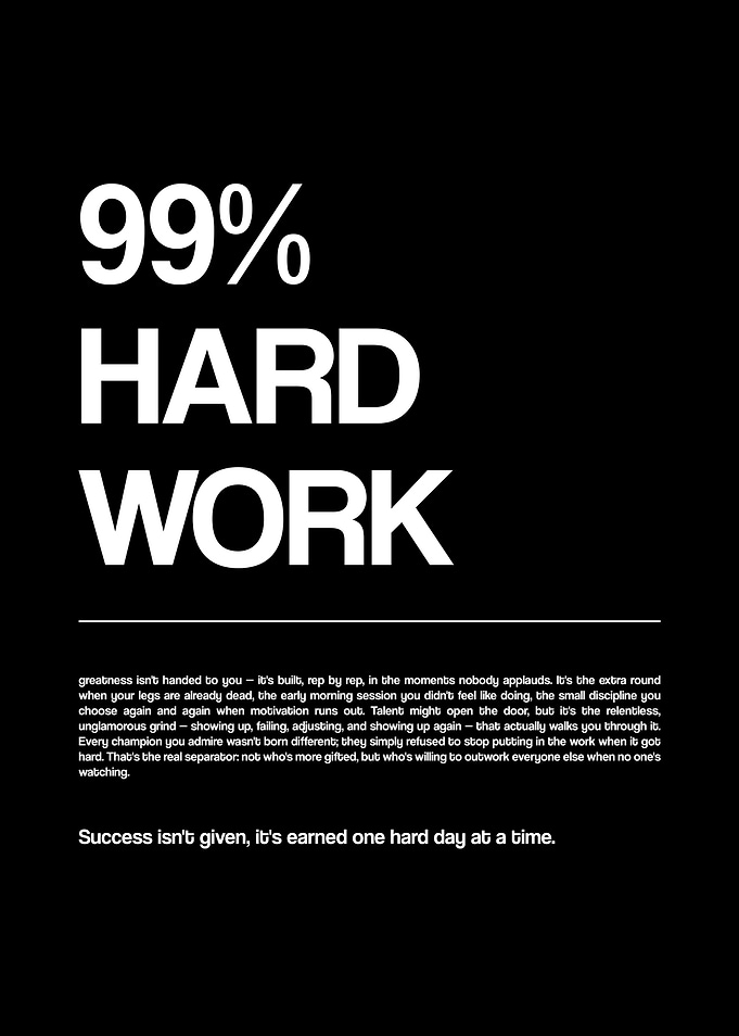 99% Hard Work Inspirational Quote Poster
