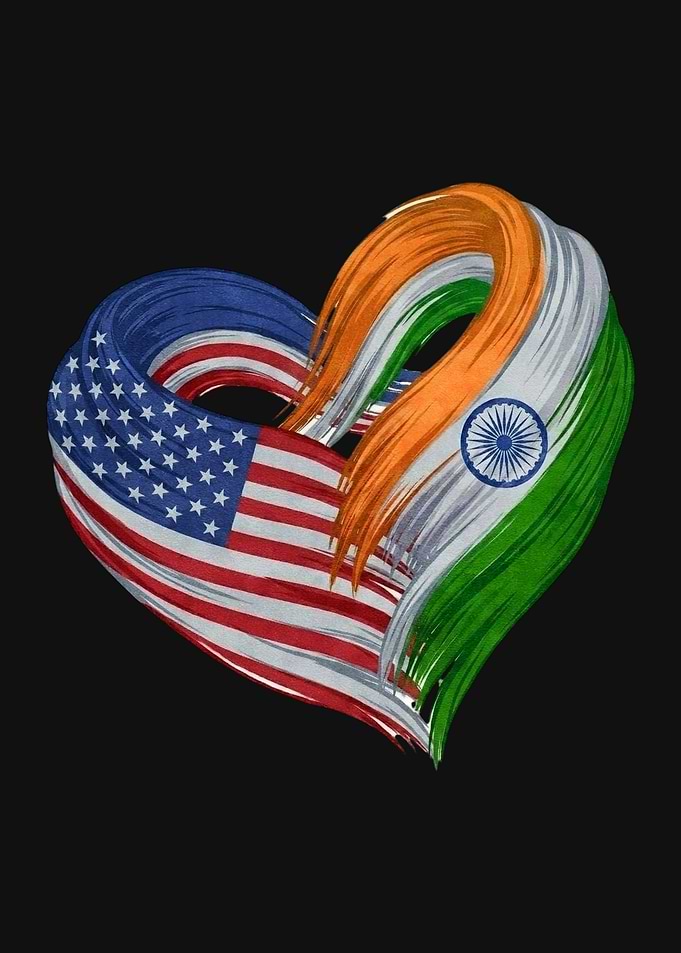 USA and India Heart Flag Art