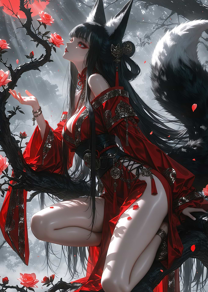 Fox Spirit in Red Silk