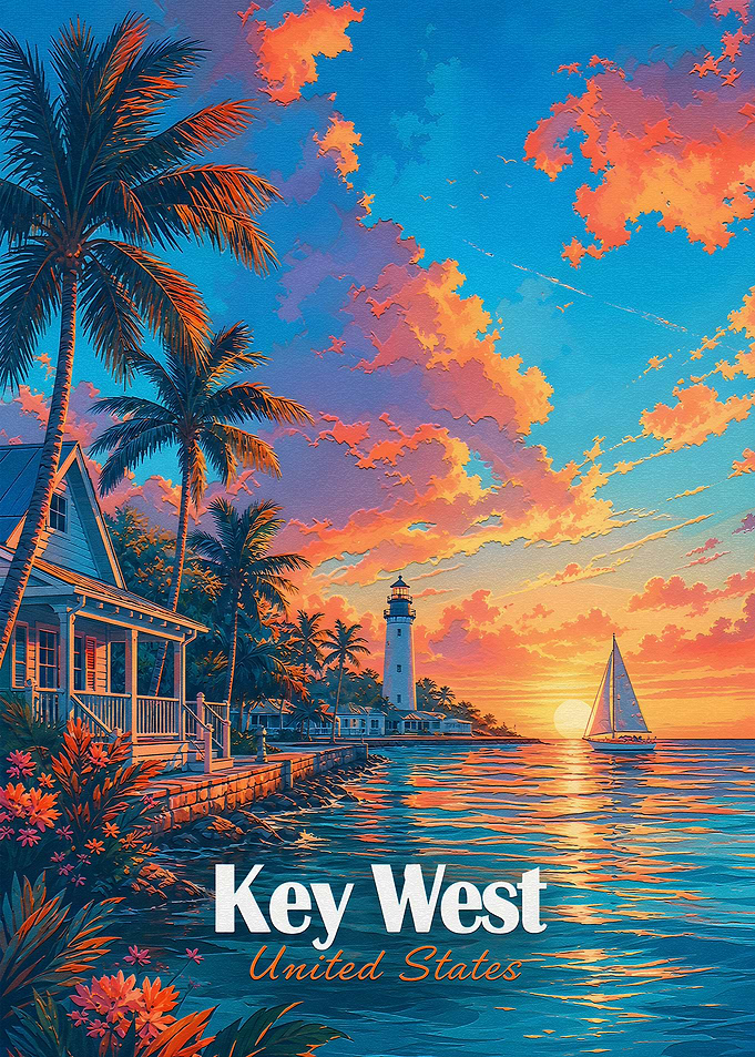 Key West Sunset Travel Poster