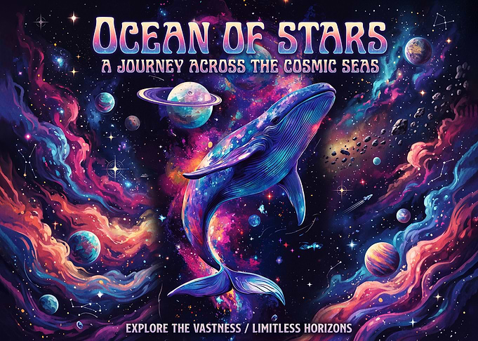 Ocean of Stars Cosmic Whale Poster