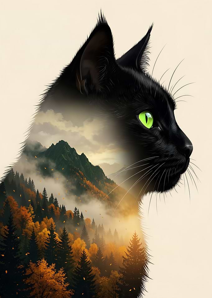 Double Exposure Black Cat Mountain Forest