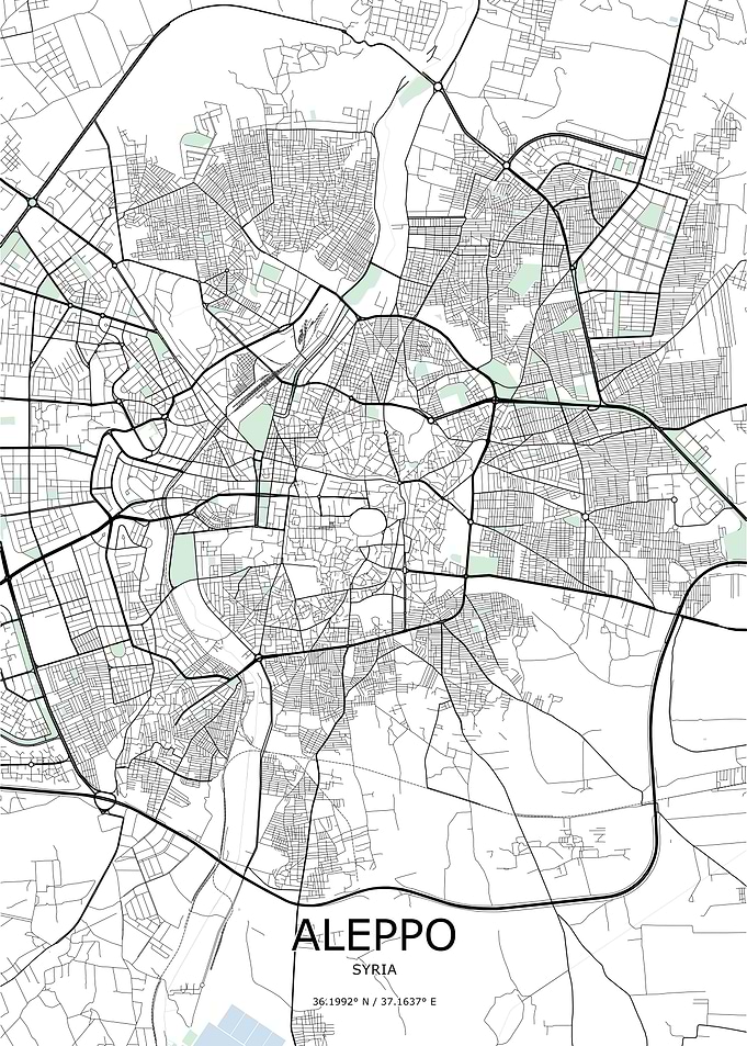 Aleppo Syria City Map Print