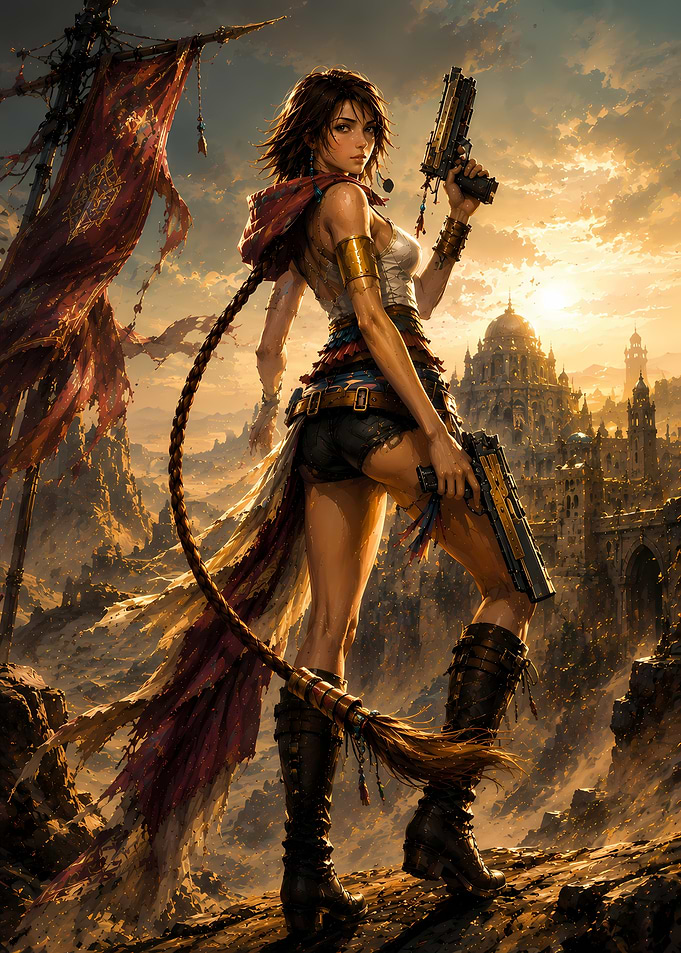 Warrior Woman with Dual Pistols