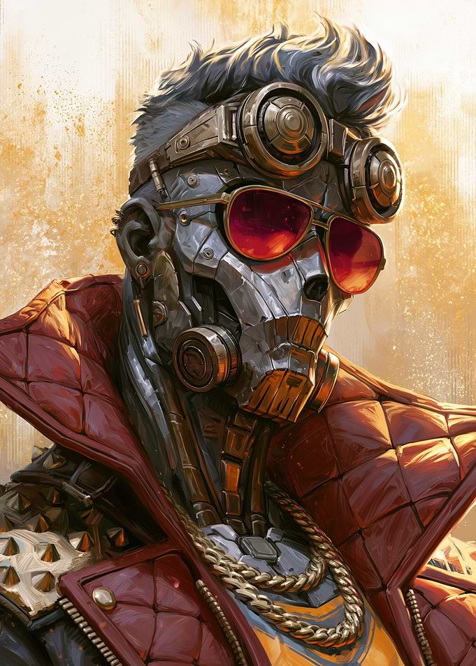 Cyberpunk Cyborg Portrait with Red Shades