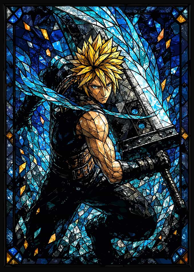 Cloud Strife Stained Glass Art