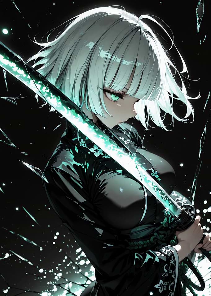 Anime Girl with Glowing Katana
