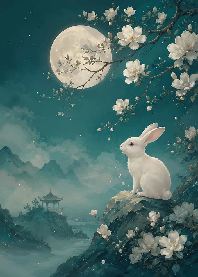 White Rabbit Under Moonlight