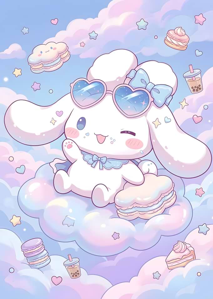 Cinnamoroll Floating on Pastel Clouds