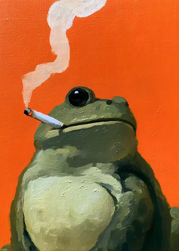 Smoking Frog Oil Painting