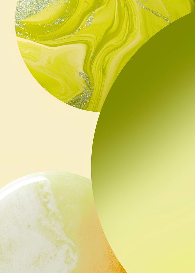 Abstract Green and Yellow Fluid Shapes