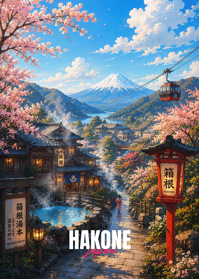 Scenic Hakone Japan Travel Poster