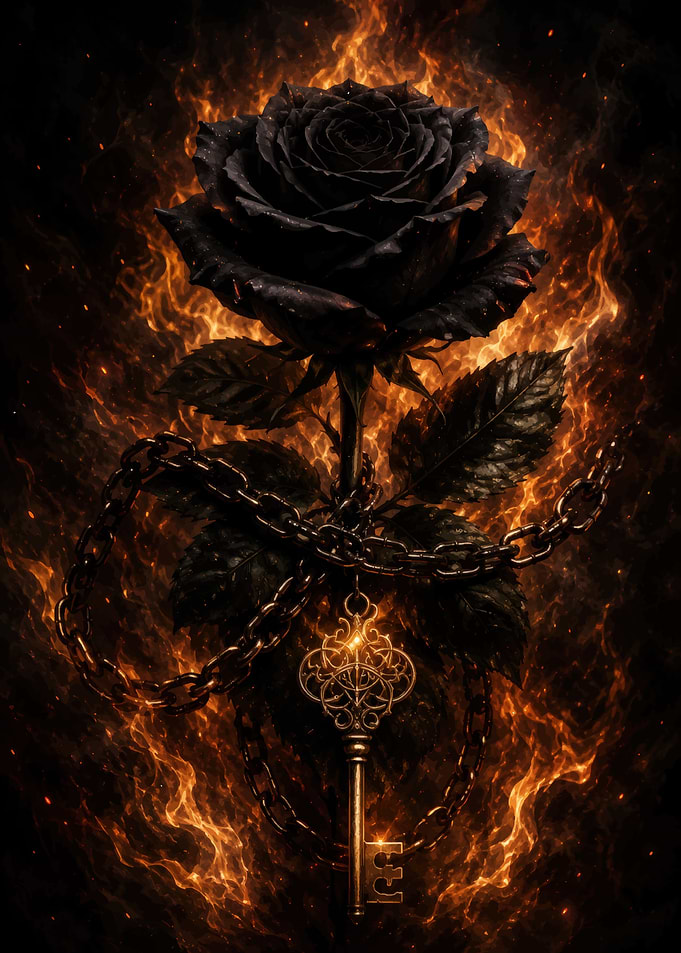Black Rose and Ornate Key