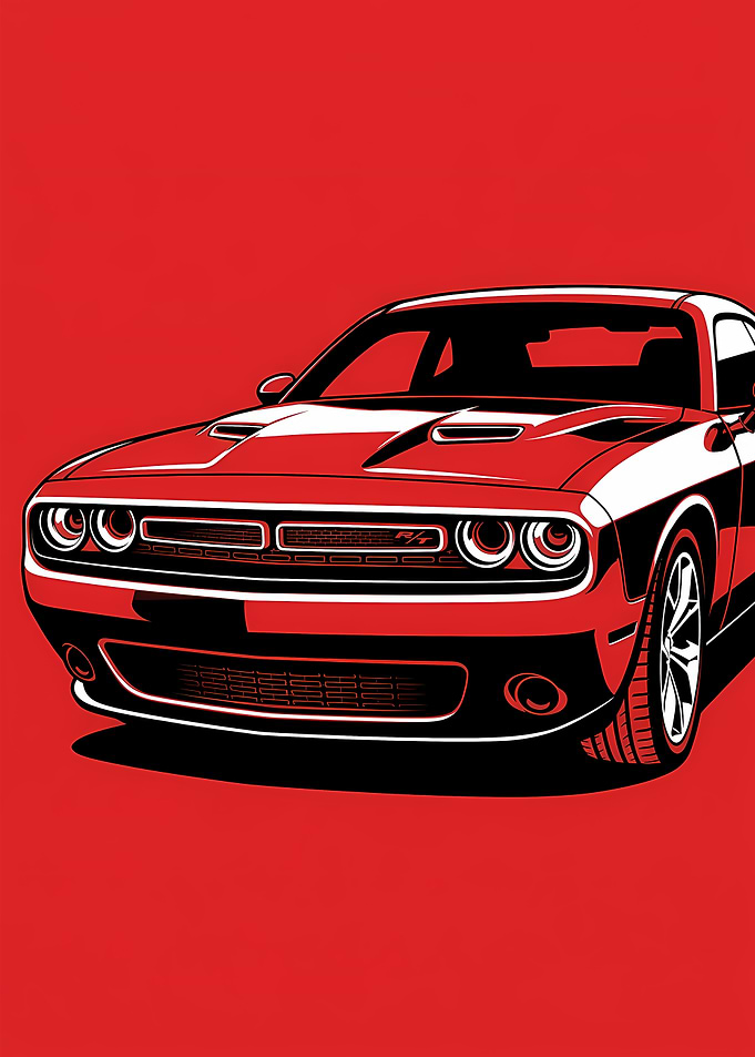 Red Dodge Challenger R/T Illustration