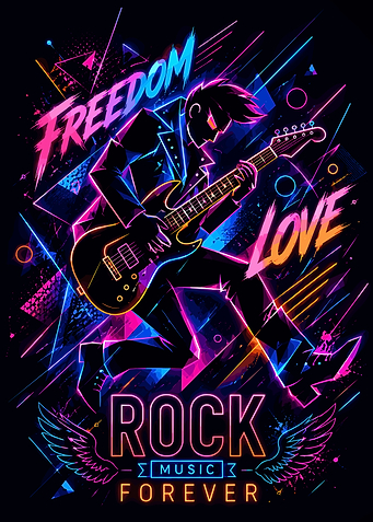 Neon Rock Guitarist Poster