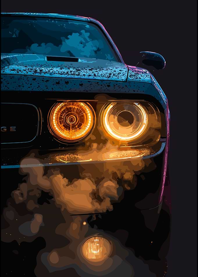 Dodge Challenger Headlight Smoke Art