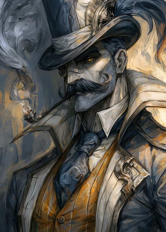 Steampunk Gentleman with Pipe Portrait