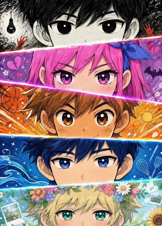 Omori Character Eye Collage Poster
