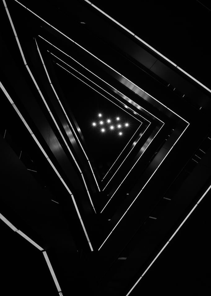 Abstract Triangular Architectural Light Tunnel