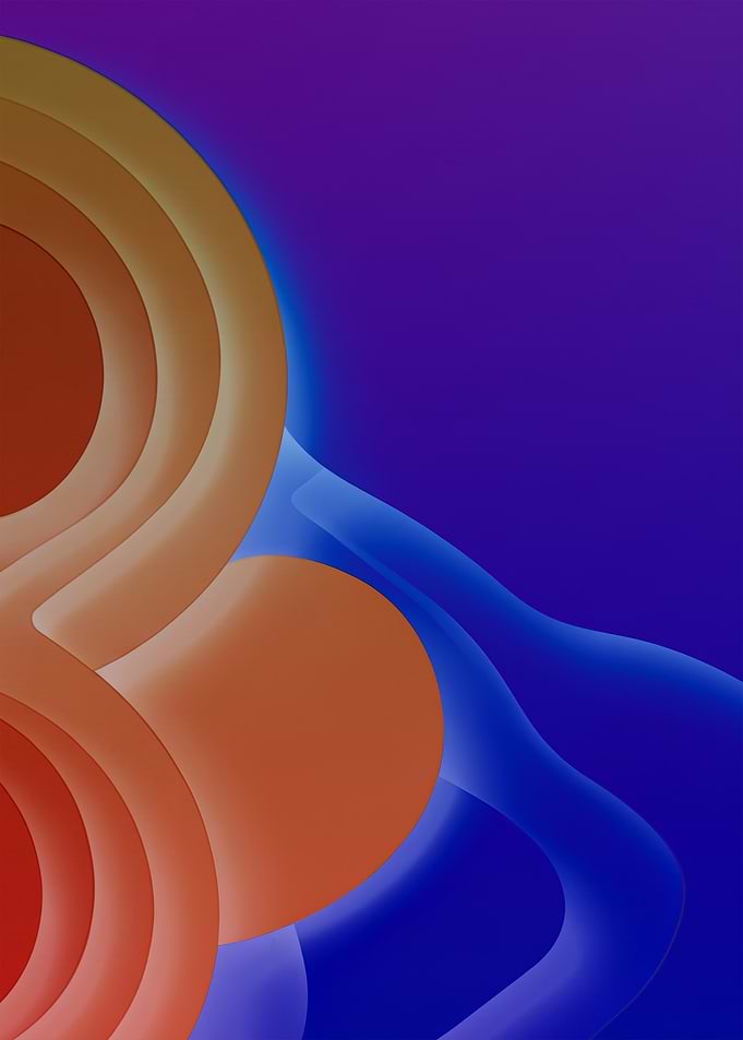Abstract Orange and Blue Fluid Shapes