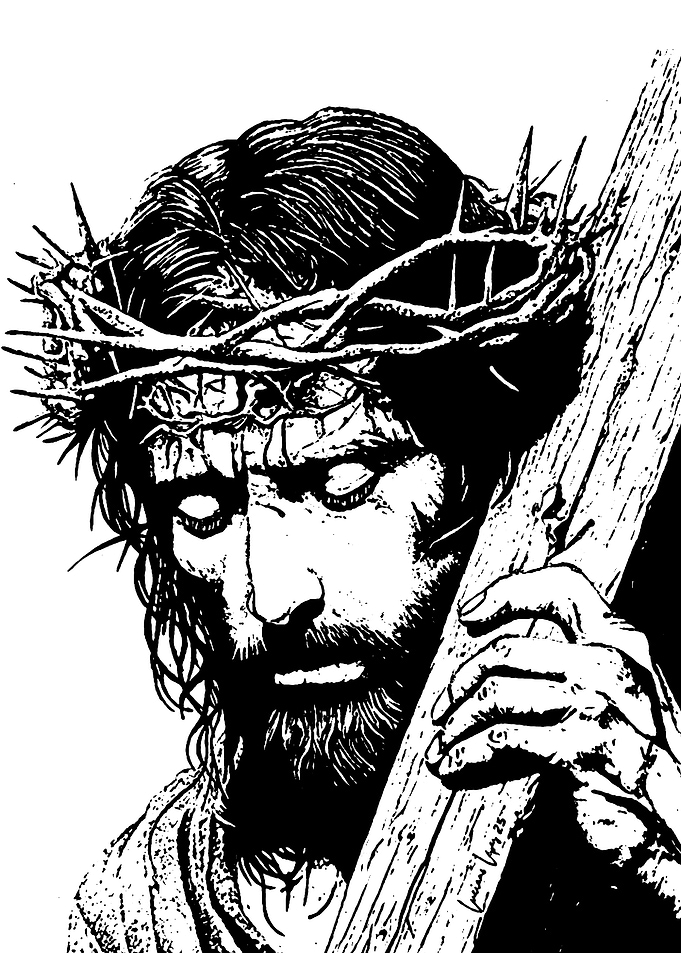 Black and White Jesus with Cross