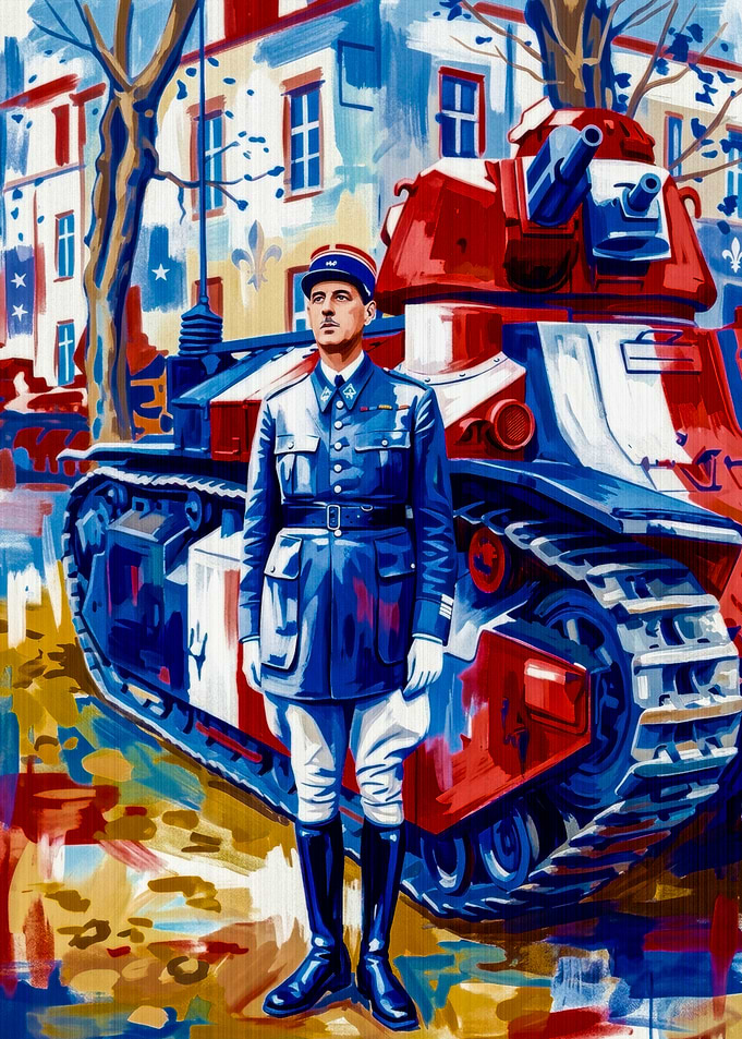 Charles de Gaulle with French Tank
