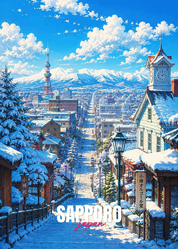 Winter Cityscape of Sapporo Japan