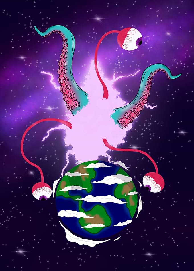 Tentacle Monster Attacking Earth