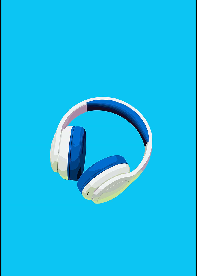 Minimalist Blue and White Headphones
