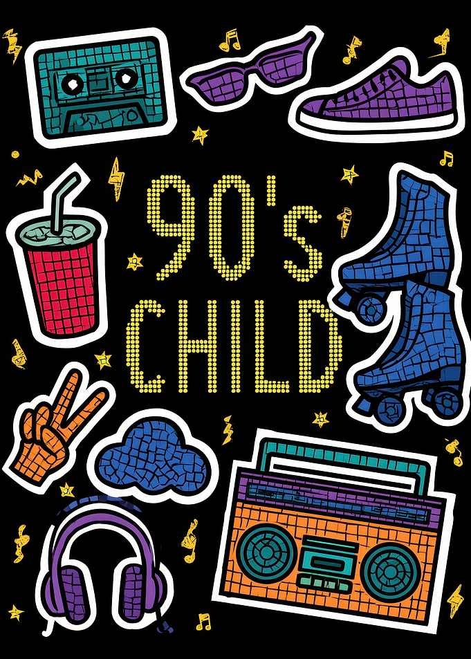 90s Child Retro Nostalgia Sticker Art