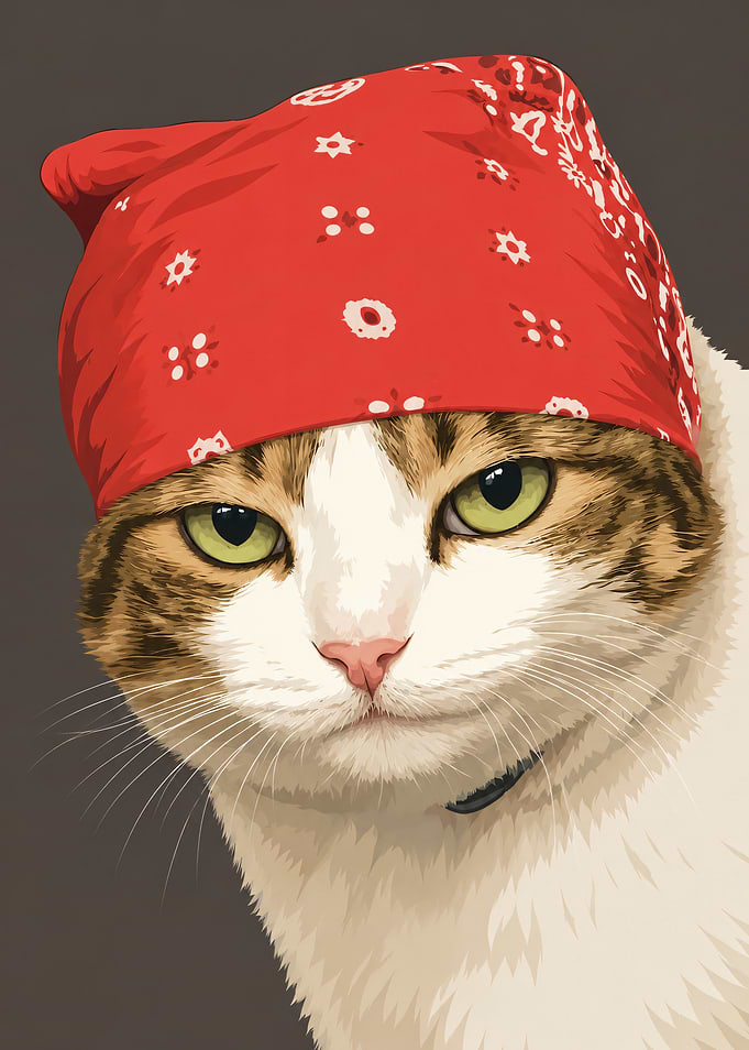 Cool Cat Wearing Red Bandana