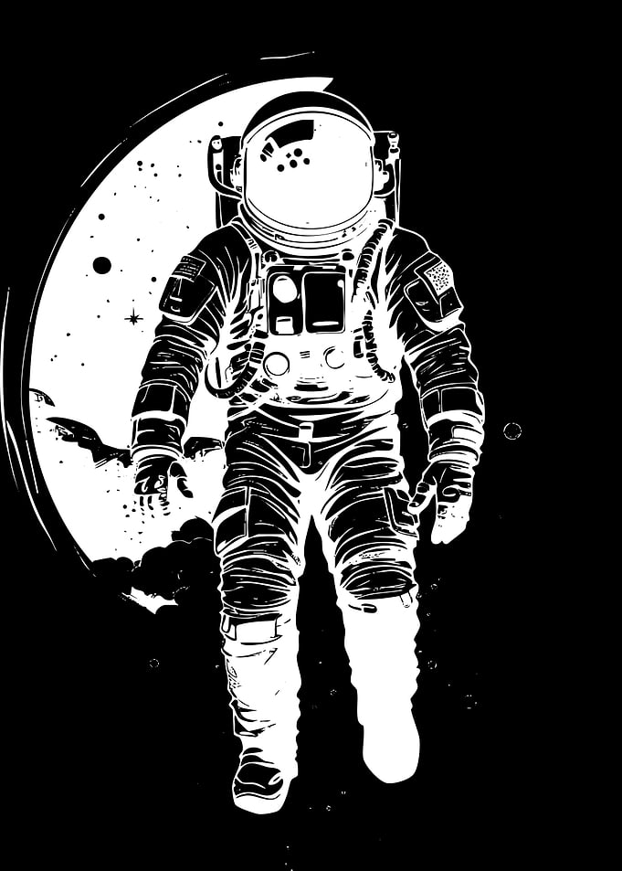 Black and White Astronaut Illustration