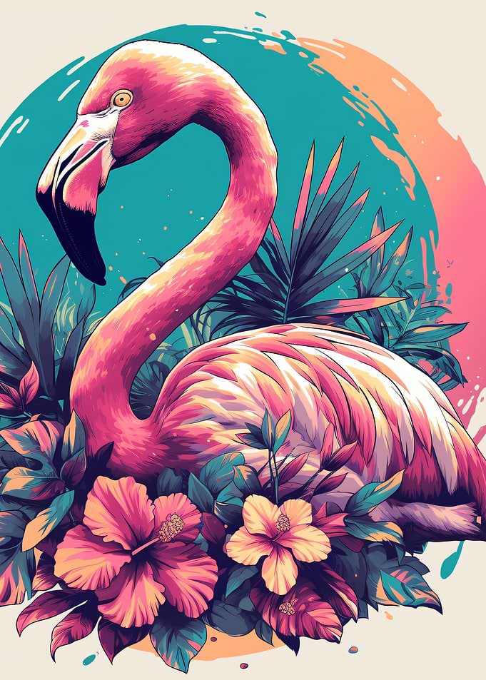 Vibrant Tropical Flamingo Illustration