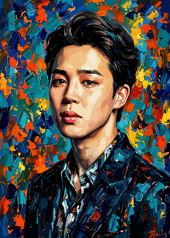 Jimin BTS Abstract Oil Portrait