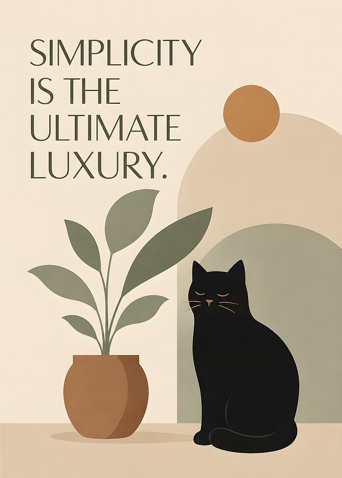 Minimalist Black Cat Wall Art