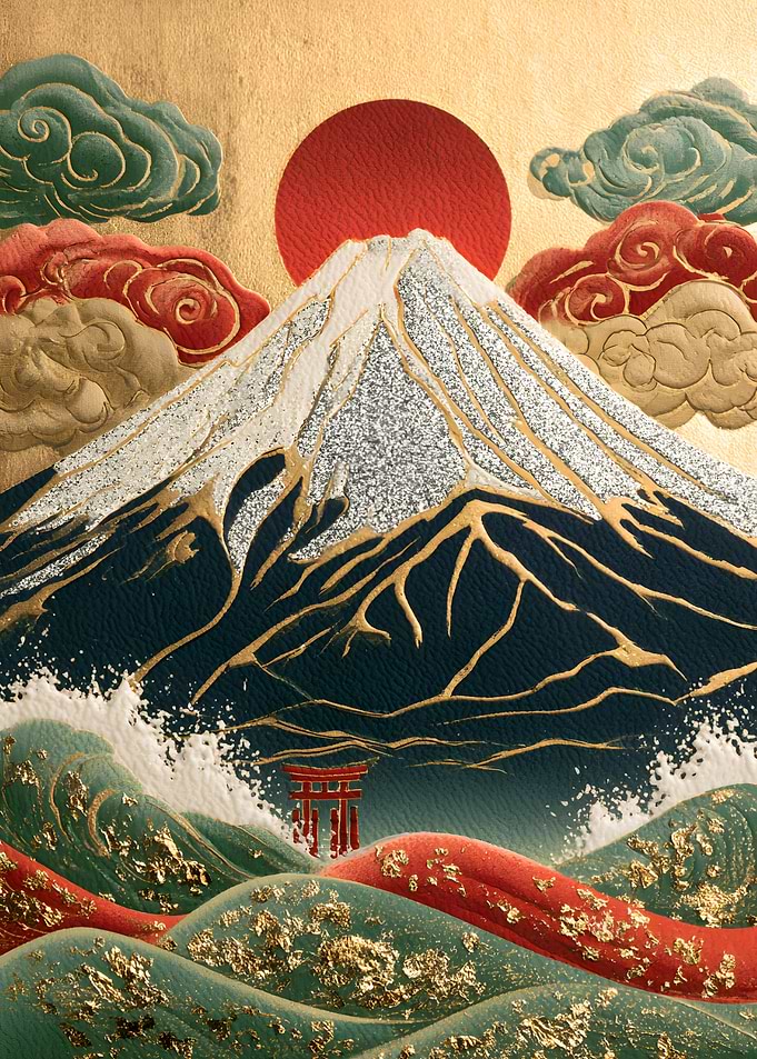 Mount Fuji with Gold Leaf Accents