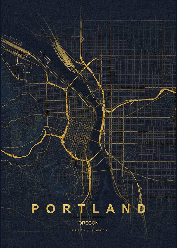 Portland Oregon Minimalist Map Poster