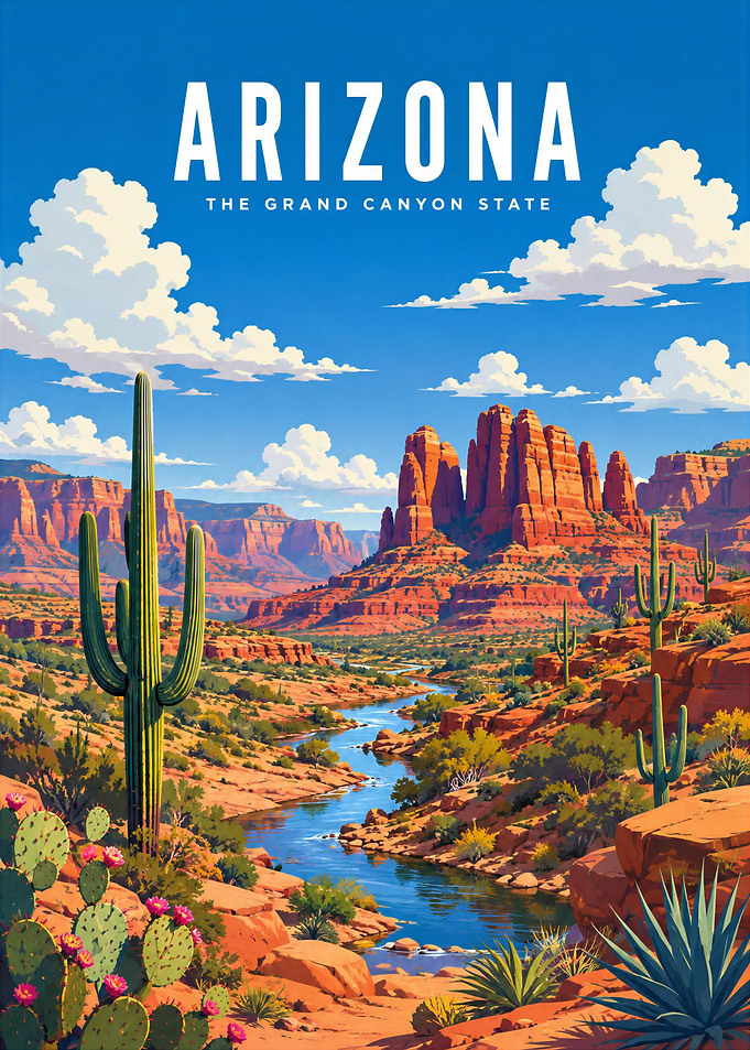 Arizona Grand Canyon State Travel Poster