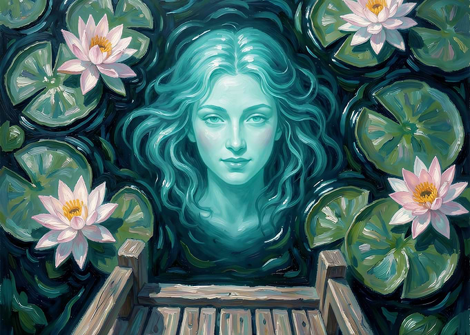 Ethereal Water Nymph Among Lilies