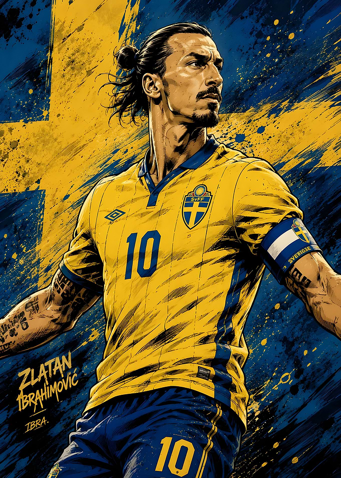 Zlatan Ibrahimović Sweden Soccer Poster