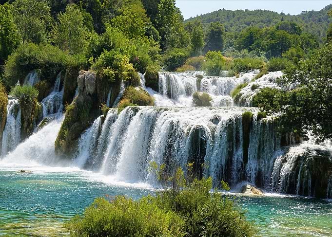 Lush Waterfall in Krka National Park Croatia