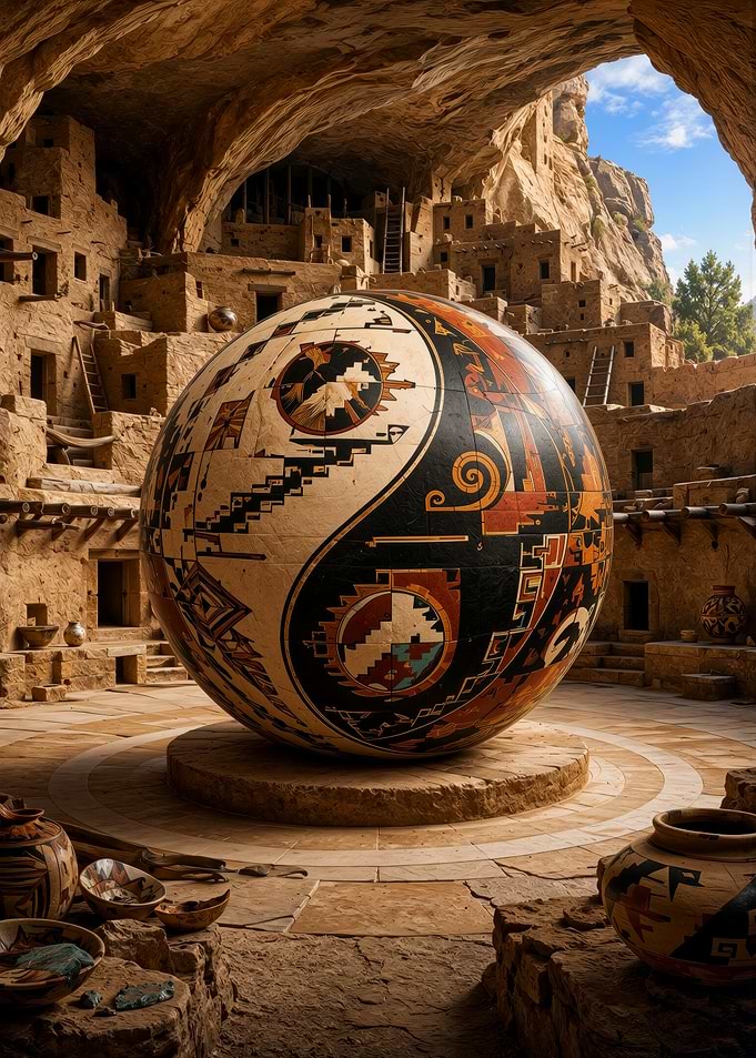 Ancient Cliff Dwelling Yin Yang Sphere
