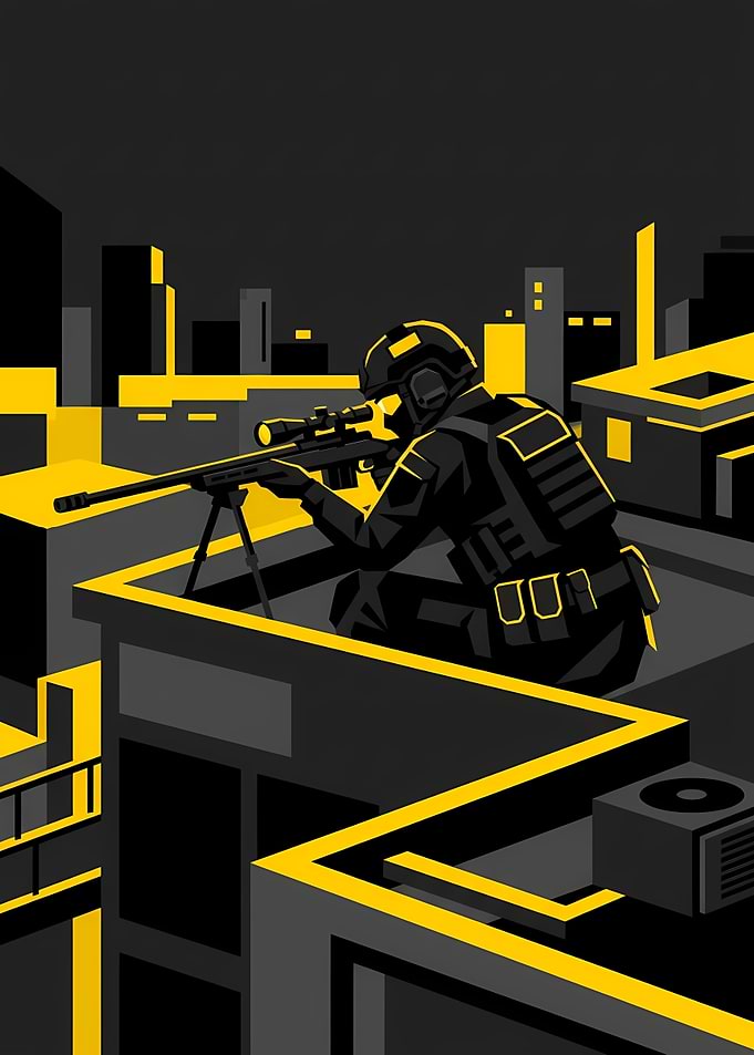 Sniper on Rooftop Digital Art