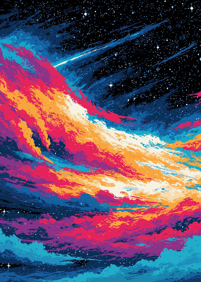 Vibrant Colorful Nebula Space Art