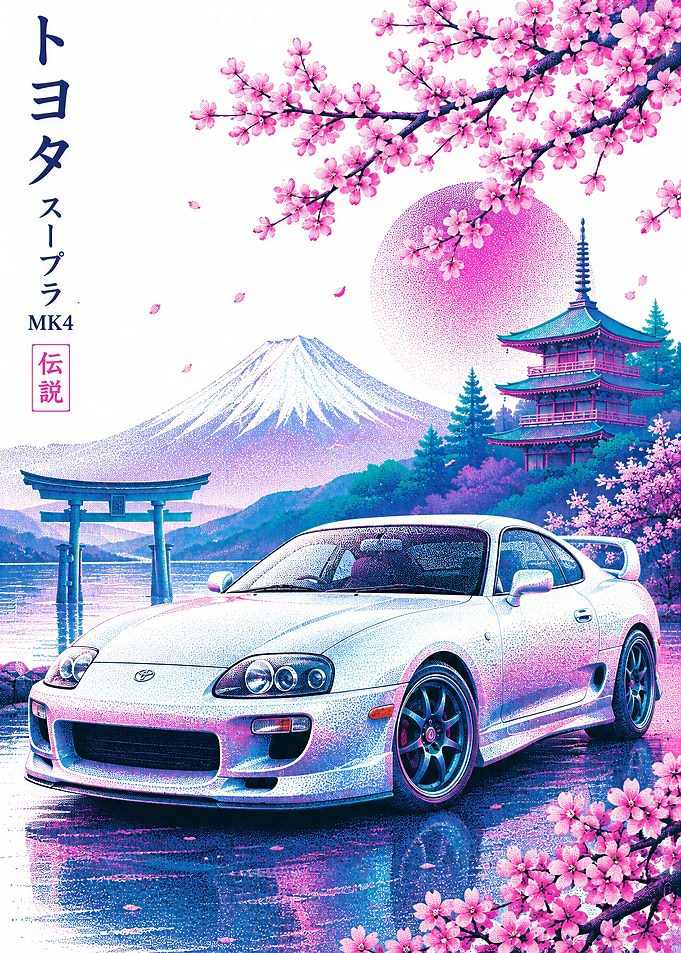 Toyota Supra MK4 Japanese Landscape Art